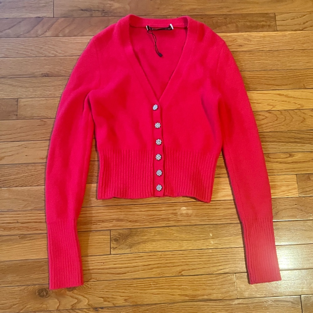 Pink Button-Up Women's Sweater